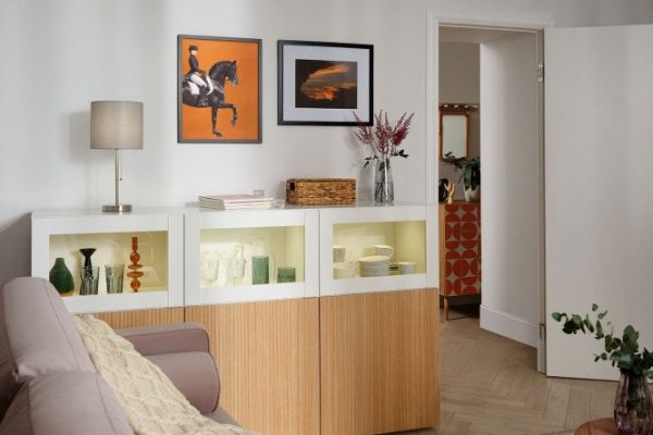 Cabinet Oscar 180.2x102.4x42.15 cm, wave Canadian oak/white