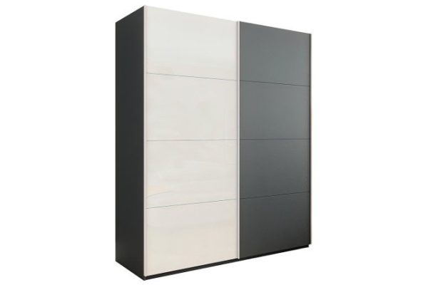 2-door wardrobe Comet 180x240x66 cm, diamond gray, white