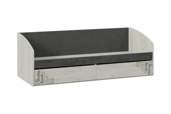 Bed with 2 drawers Oxford-2 80x200 cm mater color with a pattern, white craft oak with a pattern