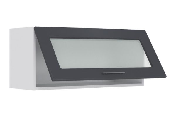 Front Chloe wall cabinet with horizontal opening with glass 79.6x35.6 cm, marengo silk color