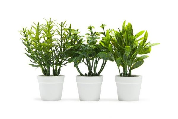 Set of artificial plants HAC221278 in plastic flowerpots 3 pcs. 9x9 cm