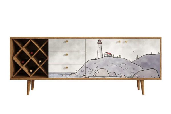 Long chest of drawers Berber with bottle holder