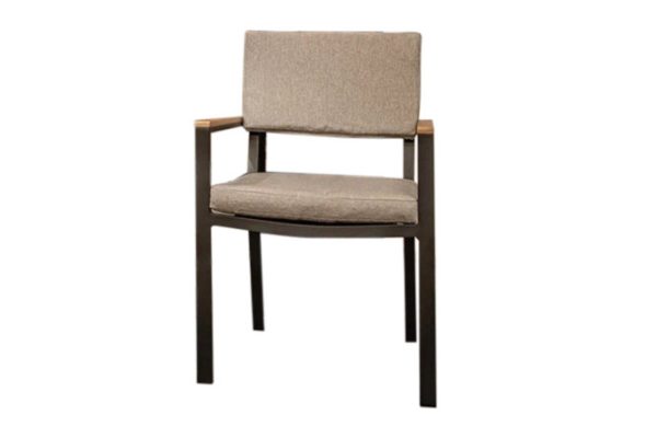 Dining chair Oscar with armrests, frame color black, soft elements light gray