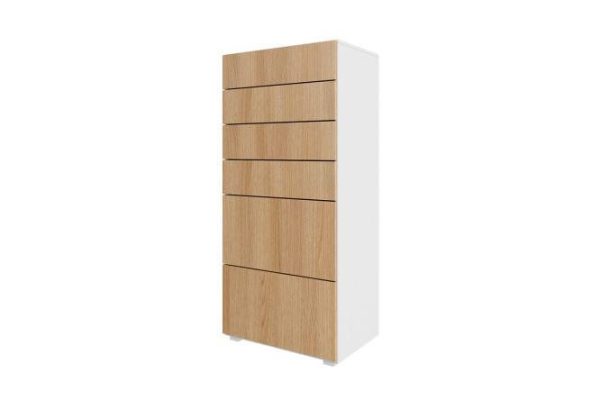 Children's chest of drawers Oscar Moon mini 60x130x39.6 cm, white, Canadian oak