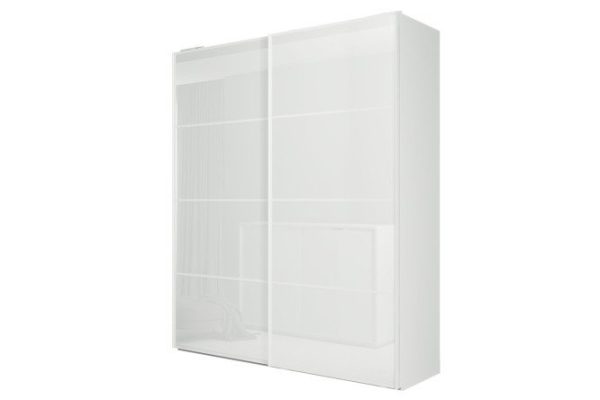 Sliding wardrobe Oscar Ultra 200x236x58 cm, white, white glass