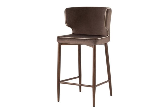 Semi-bar chair Mateo 47x93x50 cm, upholstery color brown, champagne, legs brown