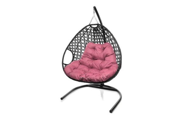 Hanging chair for two Luxury 119x186x120 cm, base and frame color white, finishing white