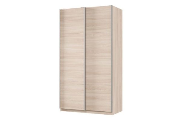 Sliding wardrobe 2-door Praktik 120x240x60 cm, light Shimo ash, silver profile