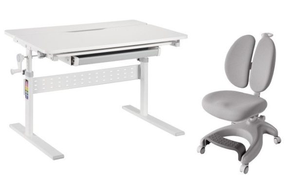 FunDesk furniture set, Colore Gray desk and Solerte Gray chair