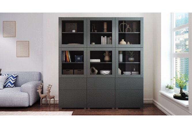 Living room Oscar Amelie with push-to-open, anthracite/graphite wave