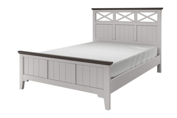 Double bed without lifting mechanism Grace 5 color linen, cognac oak 140x200 cm