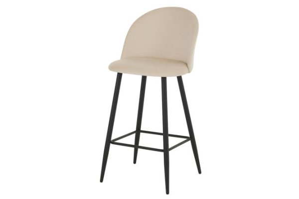 Bar stool LYNX 49x106x53 cm, upholstery color light beige, legs black