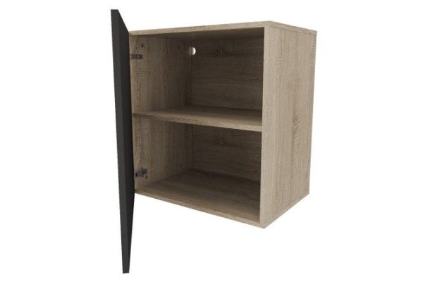 Cabinet with door Oscar 60x64 cm, sonoma oak/black graphite gloss