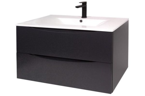 Hanging cabinet BOND Cube T01807 80 cm, frame color dark gray, facade dark gray