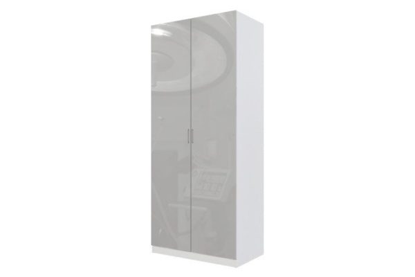Wardrobe 2-door Oscar Amika 100x236 cm white, fronts - dusty gray gloss