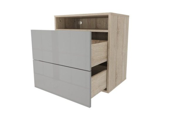 Cabinet with two drawers and a shelf Oscar Amika 60x64 with door closer, Sonoma oak