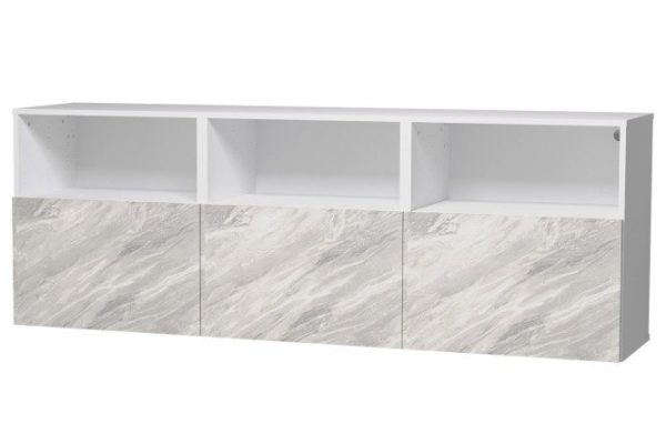 Cabinet 3 drawers and 3 shelves Oscar Statuario 180x64 with closers, white / statuario