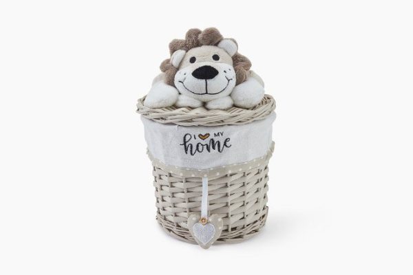Basket with lid Lion 18x18x18 cm