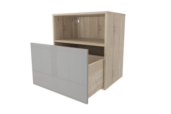 Cabinet with drawer and shelf Oscar Amika 60x64 with closers, Sonoma oak / dusty gray gloss