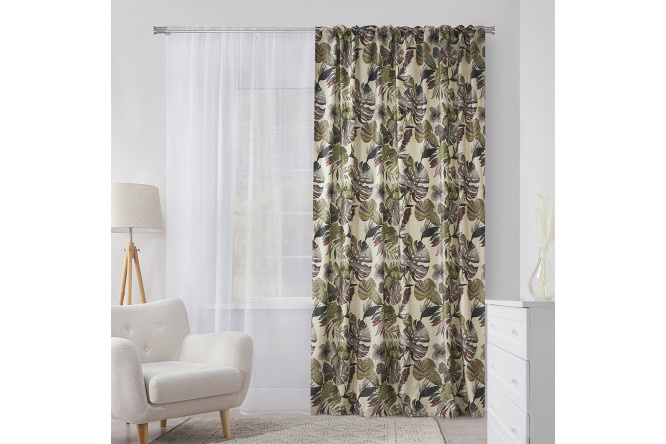 Curtain ESTUDI BLANCO Selvi 180x280 cm, 1 piece, beige, green, gray