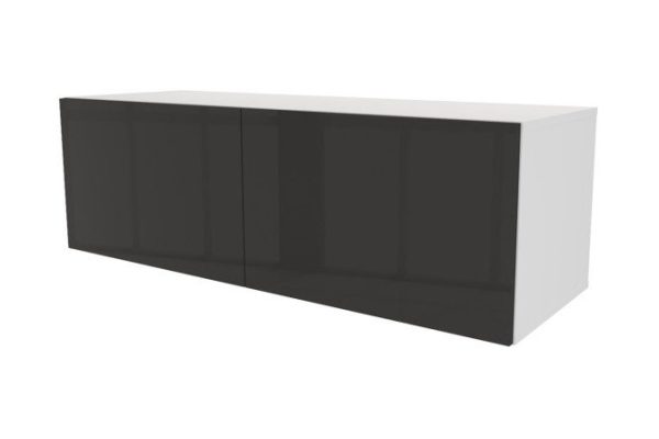 Cabinet with drawers Oscar Amika 120x38 with push to open, white / black graphite gloss