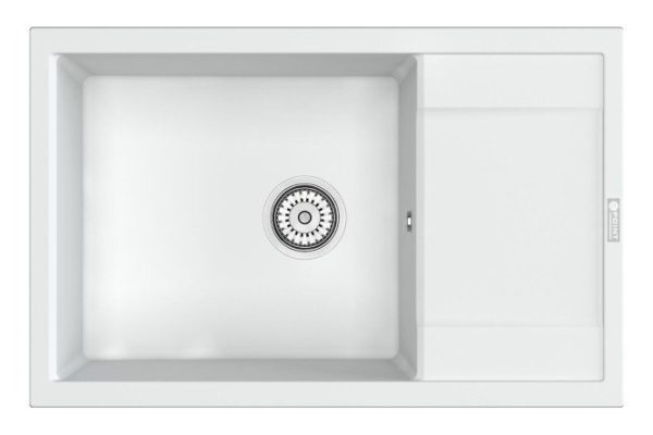 Kitchen sink with drainer POINT Veleta 78 PN3002W, white 78x50x22 cm