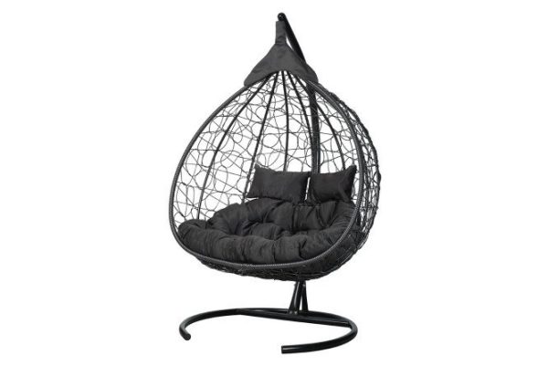 Hanging cocoon chair Fisht 135x190x100 cm, black