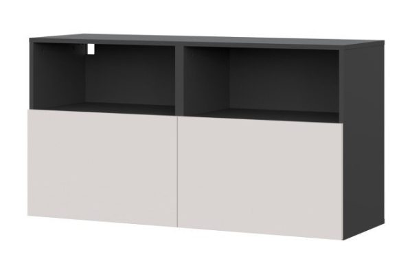 Cabinet Oscar Moon 120x64 with 2 drawers and 2 shelves, anthracite / santiago