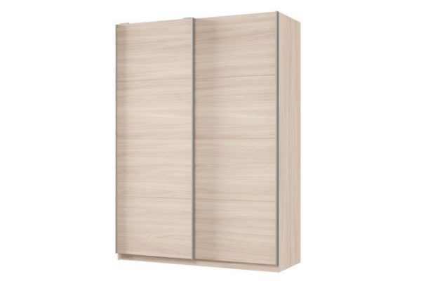 Sliding wardrobe 2-door Praktik 160x240x60 cm, light Shimo ash, silver profile
