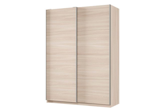 Sliding wardrobe 2-door Praktik 160x240x60 cm, light Shimo ash, silver profile