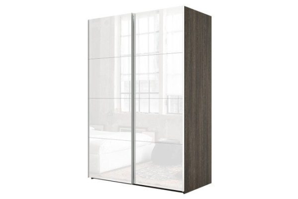 Sliding wardrobe 2-door Comet 200x220 cm wenge Mali, white glass facades