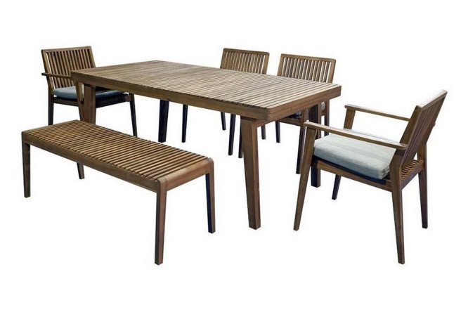 Dining set for garden and cottage made of acacia Mona with bench