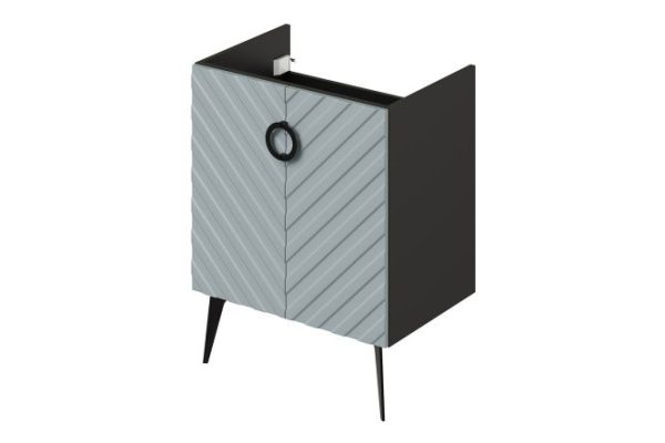 Floor-standing sink cabinet Palladio 2.0 63.6 cm, frame color black, facade gray-blue