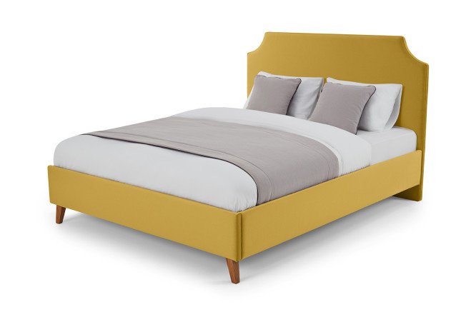 Bed with lifting mechanism SCANDICA Andrea color mustard 200x200 cm