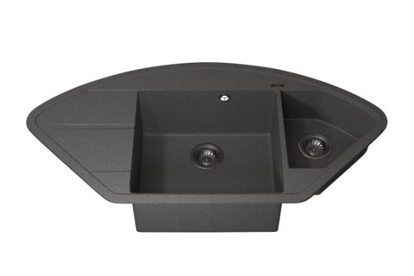 Corner kitchen sink with wing Quartz UPD-06 3910202122 100.6x51x21.7 cm