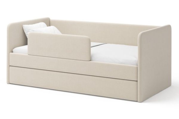 Jenny ottoman bed with side and drawer 80x160 cm color light beige